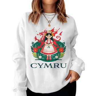Cymru Wales Red Welsh Dragon Girls Women Sweatshirt - Thegiftio UK