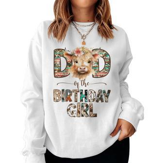 Dad And Mom Birthday Girl Cow Family Party Decorations Women Sweatshirt - Seseable
