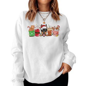 Dobermann Und Kaffeeliebhaber Mama Papa Weihnachten Neujahr Grafik Raglan Sweatshirt Frauen - Geschenkecke