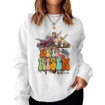 Easter Christian He Is Risen Sun Resurrection Floral Men Women Sweatshirt - Thegiftio UK