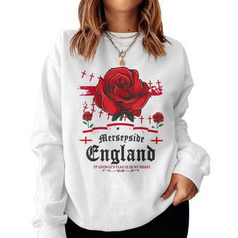 England Flag Merseyside Themed Idea For & Rose Women Sweatshirt - Thegiftio UK