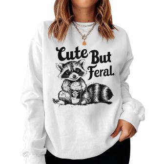 Feral Girl Summer Meme Cute But Feral Raccoon Vacation Women Sweatshirt - Thegiftio UK