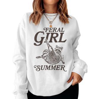 Feral Girl Summer Raccoon Vintage Women Sweatshirt - Thegiftio UK