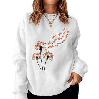 Flower Dandelion Foxes For Fox Lover Fox Women Sweatshirt - Monsterry