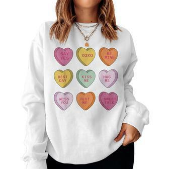 Candy Valentines Day Hearts Retro Trendy Girls Women Sweatshirt - Thegiftio UK