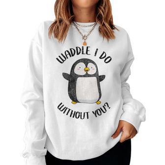Cute Penguins For Him Her Valentines Women Sweatshirt - Thegiftio UK