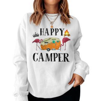 Happy Camper Flamingo Toddler Baby Girl Camping Women Sweatshirt - Seseable