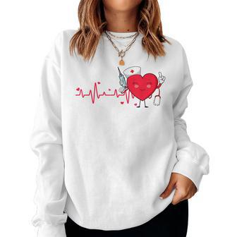 Heart Rn Cna Icu Scurb Nurse Doctor Valentines Day Women Sweatshirt | Mazezy AU
