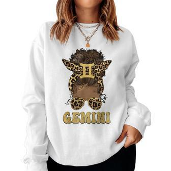 Gemini Girl Afro Messy Bun African American Women Women Sweatshirt - Monsterry CA