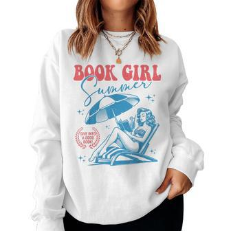 Girl Reading Book Summer Beach Vacation For Book Lover Women Sweatshirt - Monsterry