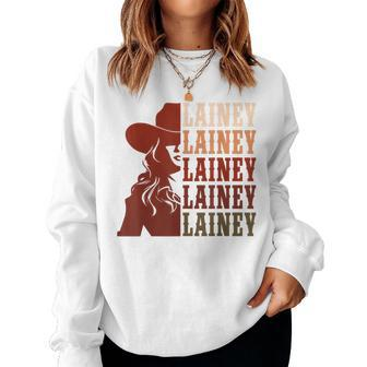 Girl Retro First Name Lainey Personalized Cowgirl Party Women Sweatshirt - Seseable