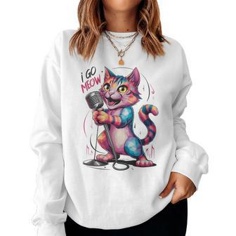 I Go Meow Colorful Singing Cat Women Sweatshirt - Monsterry
