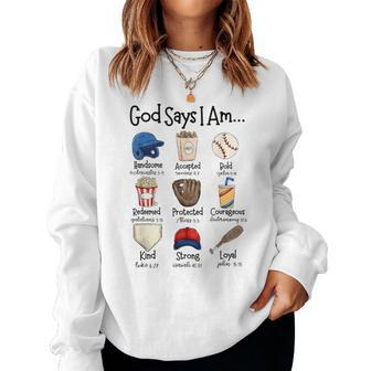 God Says I Am Baseball Christian Jesus Bible Verse Religious Women Sweatshirt - Seseable