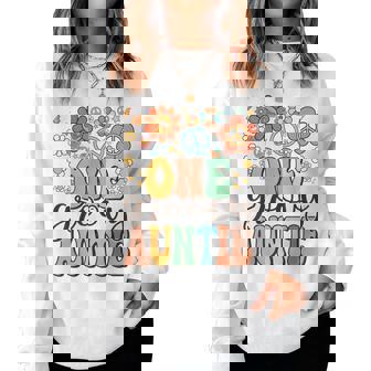 Groovy Auntie Retro Aunt Birthday Matching Family Party Women Sweatshirt - Seseable