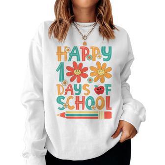 Groovy Happy 100 Days Of School Teacher Student 100Th Day Women Sweatshirt - Monsterry AU