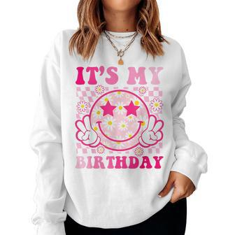 Groovy It's My Birthday Ns Girls Pink Smile Face Women Sweatshirt - Seseable