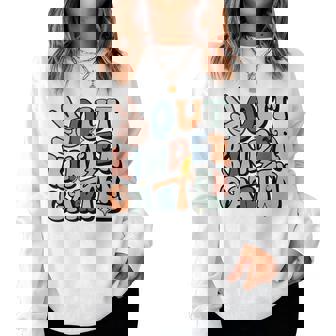 Groovy Last Day Of Kindergarten Peace Out Kindergarten Women Sweatshirt | Mazezy