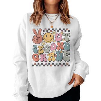 Groovy Last Day Of School 2Nd Grade Peace Out Second Grade Women Sweatshirt - Monsterry UK