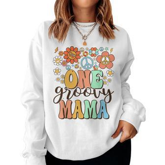 Groovy Mama Retro Mom Birthday Matching Family Party Women Sweatshirt - Seseable