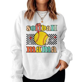 Groovy Retro Softball Mom Mama Sport Lover Women Sweatshirt | Mazezy CA
