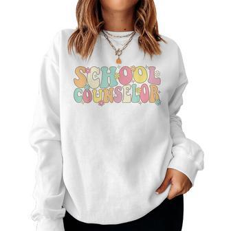 Groovy School Counselor Back To School Teacher Counseling Women Sweatshirt - Monsterry AU