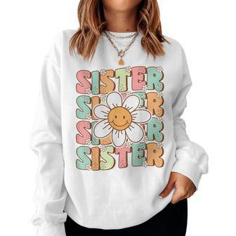 Groovy Sister Matching Family Birthday Party Daisy Flower Women Sweatshirt - Monsterry