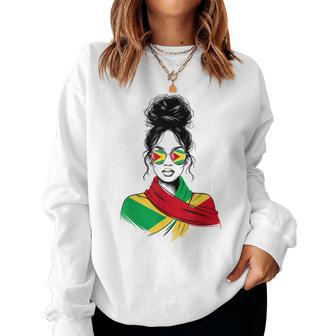 Guyana Messy Bun Proud Patriotic Guyanese Ns Women's Women Sweatshirt - Seseable