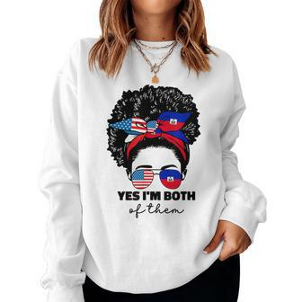 Half Haitian And American America Haiti Usa Flag Girl Afro Women Sweatshirt - Monsterry UK