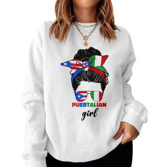 Half Italian And Puerto Rican Rico Italy Flag Girl For Women Women Sweatshirt - Monsterry