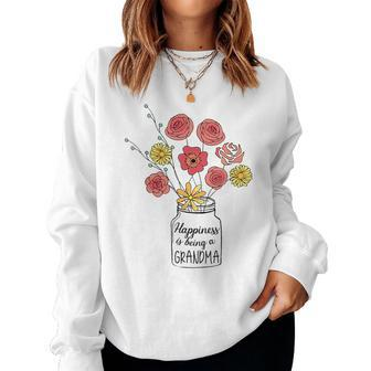 Happiness Is Being A Grandma Flower Mother's Day Women Sweatshirt - Monsterry