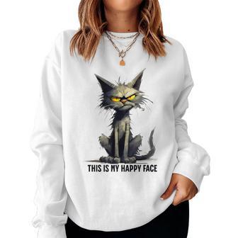 This Is My Happy Face Cat Women Women Sweatshirt - Thegiftio UK