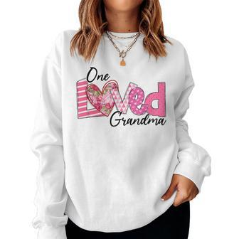 Heart One Loved Grandma Family Valentine's Day Womens Women Sweatshirt - Monsterry