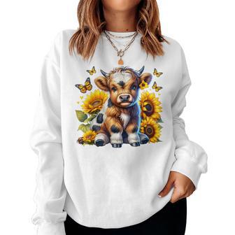 Highland Cow Sunflower Mother's Day Farmer Farming Women Sweatshirt - Monsterry CA