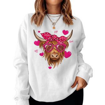 Highland Cow Valentines Day Cute Highland Cow For Women Women Sweatshirt - Thegiftio UK