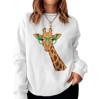 Hipster Giraffe Glasses Zoo Animal African Safari Women Sweatshirt - Monsterry AU
