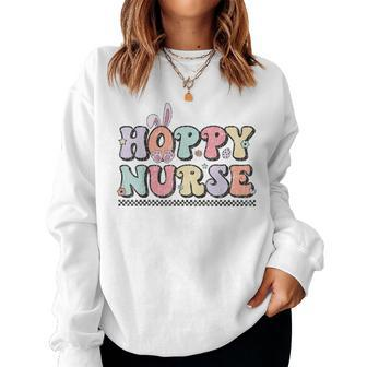 Hoppy Nurse Groovy Easter Day For Nurses & Easter Lovers Women Sweatshirt | Mazezy