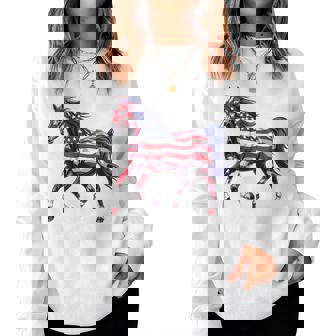 Horse American Flag 4Th Of July Day Horse For Girls Women Sweatshirt | Seseable CA