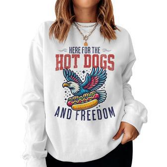Here For The Hot Dogs And Freedom 4Th July Eagle Women Sweatshirt - Monsterry