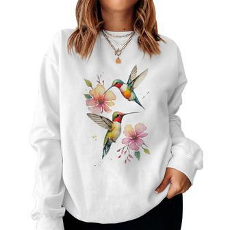 Hummingbird And Flower Women Sweatshirt - Monsterry AU