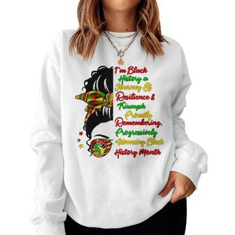 I'm Black History Messy Bun Black Queen Afro Girl Bhm Pride Women Sweatshirt - Thegiftio UK