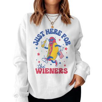 I'm Just Here For Wieners 4Th Of July Hotdog Women Women Sweatshirt - Seseable