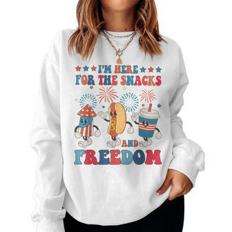 I'm Here For The Snacks And Freedom 4Th Of July Boys Girls Women Sweatshirt - Seseable