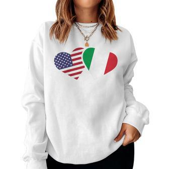 Italy Usa Flag T Heart Italian American Love Women Sweatshirt - Monsterry DE
