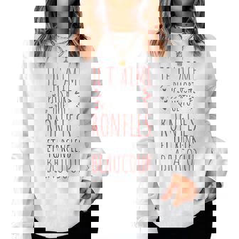 Je T'aime Plus Fort Que Tu Ronfles Humour Saint Valentin Avec Col En V Women Sweatshirt - Cadeauxyz