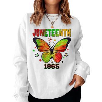 Junenth 1865 Butterfly African Black History Freedom Women Sweatshirt - Monsterry CA