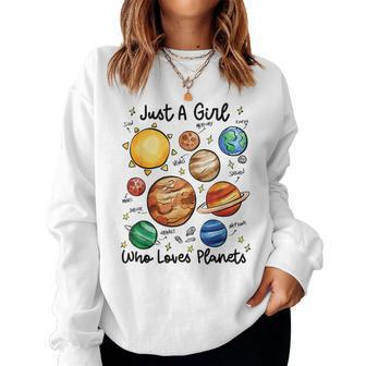 Just A Girl Who Loves Planets Solar Space Science Lover Women Sweatshirt - Seseable