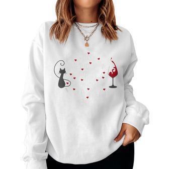 I Just Want To Drink Wine And Hang Out With My Cat Women Sweatshirt - Monsterry DE