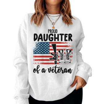 Kids Proud Daughter Of A Veteran Toddler Veterans Day Kids Women Sweatshirt - Monsterry DE
