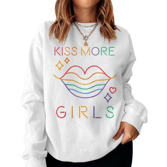 Kiss More Girls Lgbt Cute Lesbian Lips Pride Month Women Sweatshirt - Monsterry UK