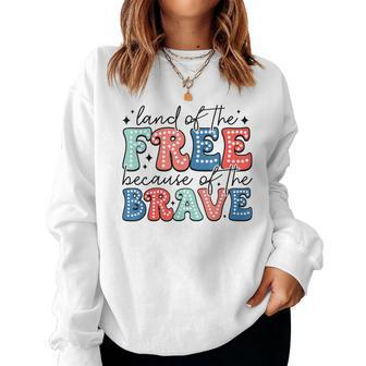 Land Of The Free Because Of The Brave Dalmatian Dots Womens Women Sweatshirt - Seseable